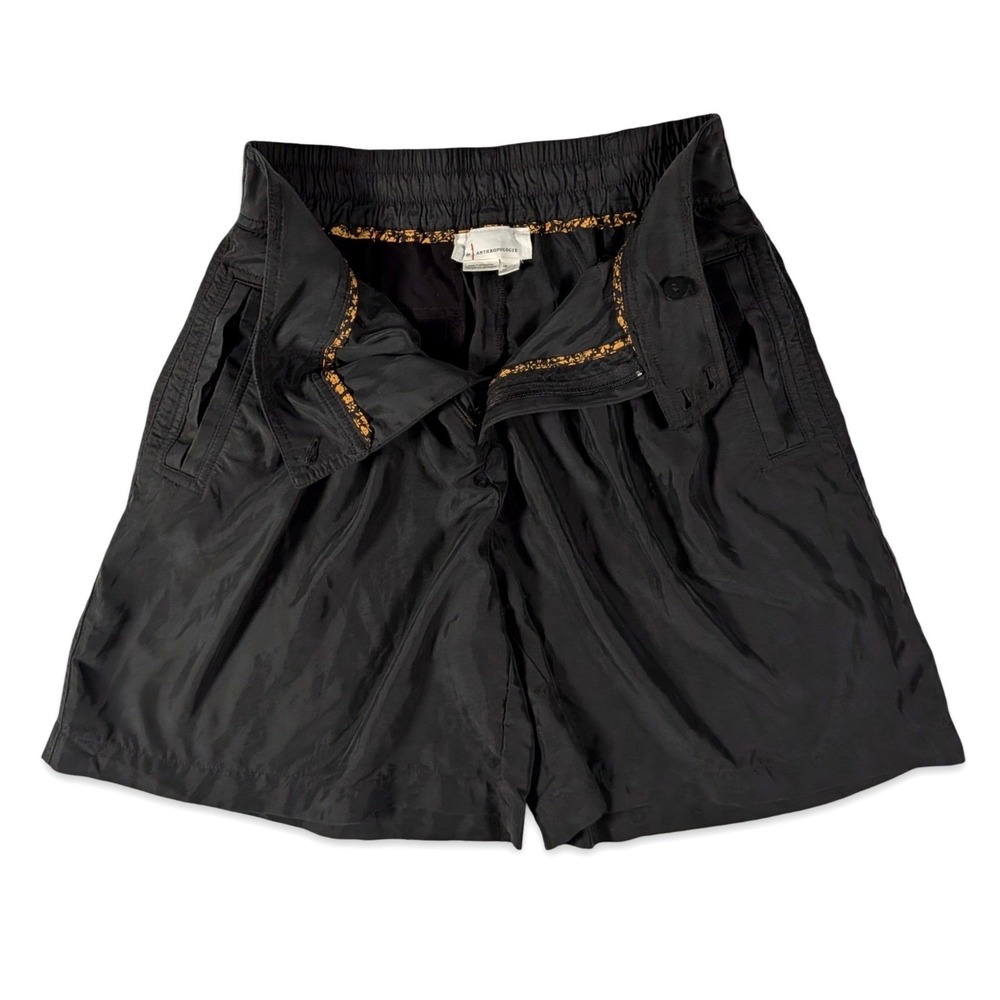 By Anthropologie Pleated Long Shorts Black High Rise Modal Size 2 - Picture 11 of 16
